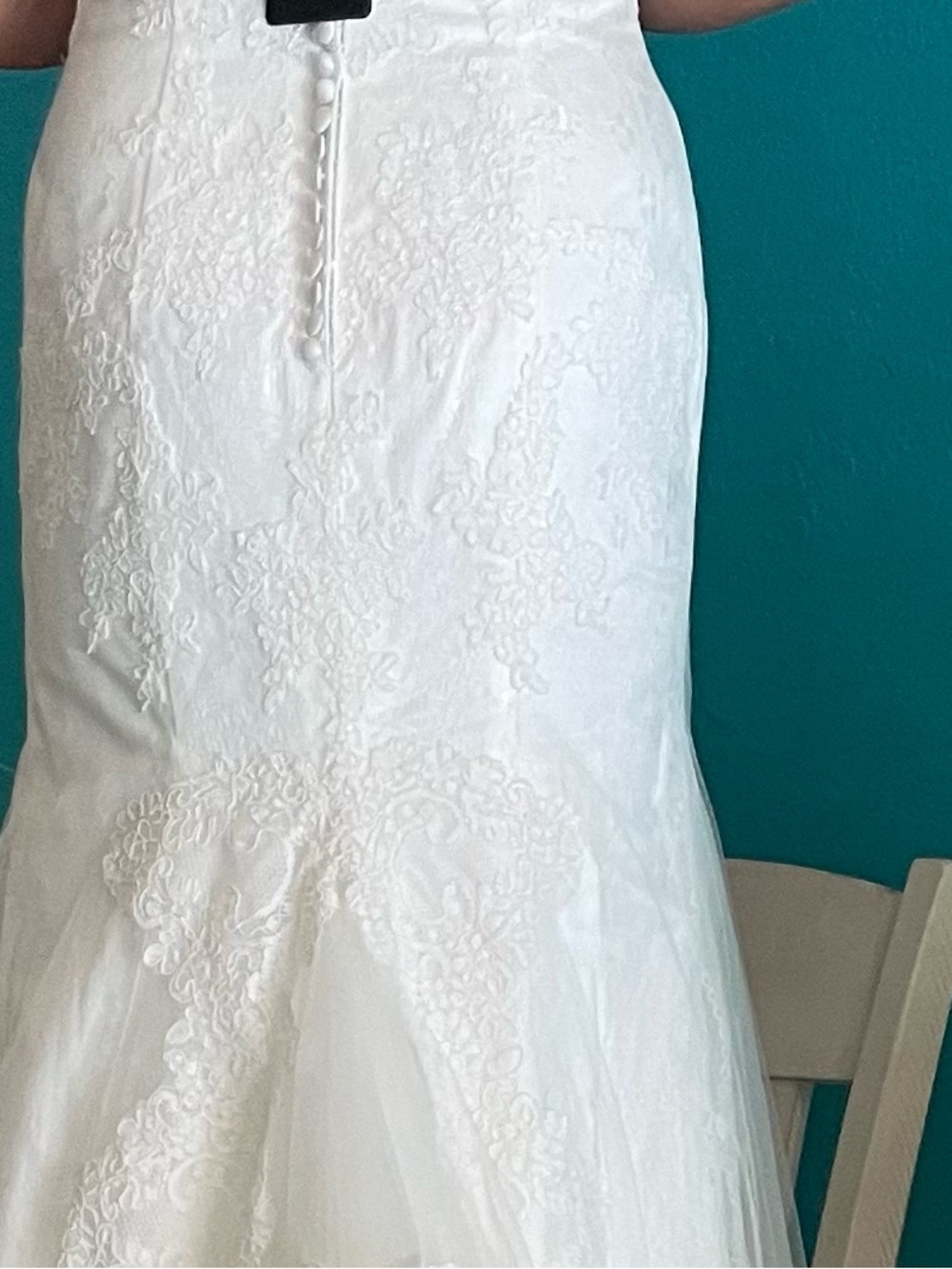 COCOMELODY Mermaid Victorian Lace Wedding Gown with Train 10 - Picture 14 of 14